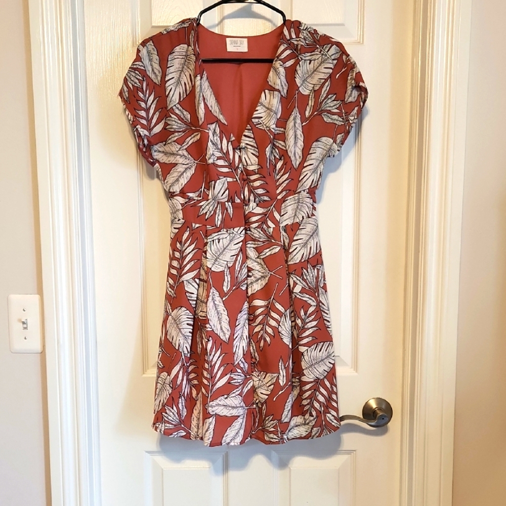 Pink Tropical Leaf Dress